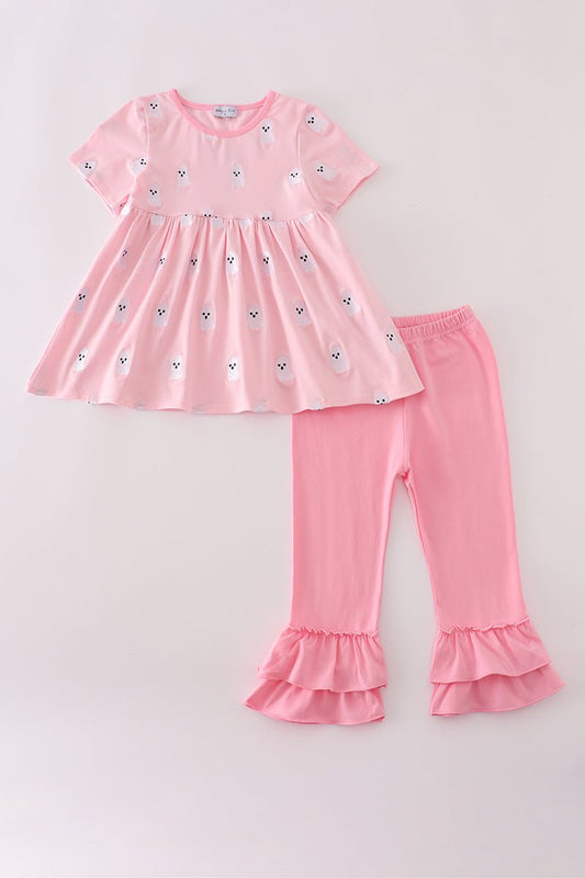 Pink Frill Girls Ghost Legging Set – 2 Piece Halloween Outfit - Blue Marc