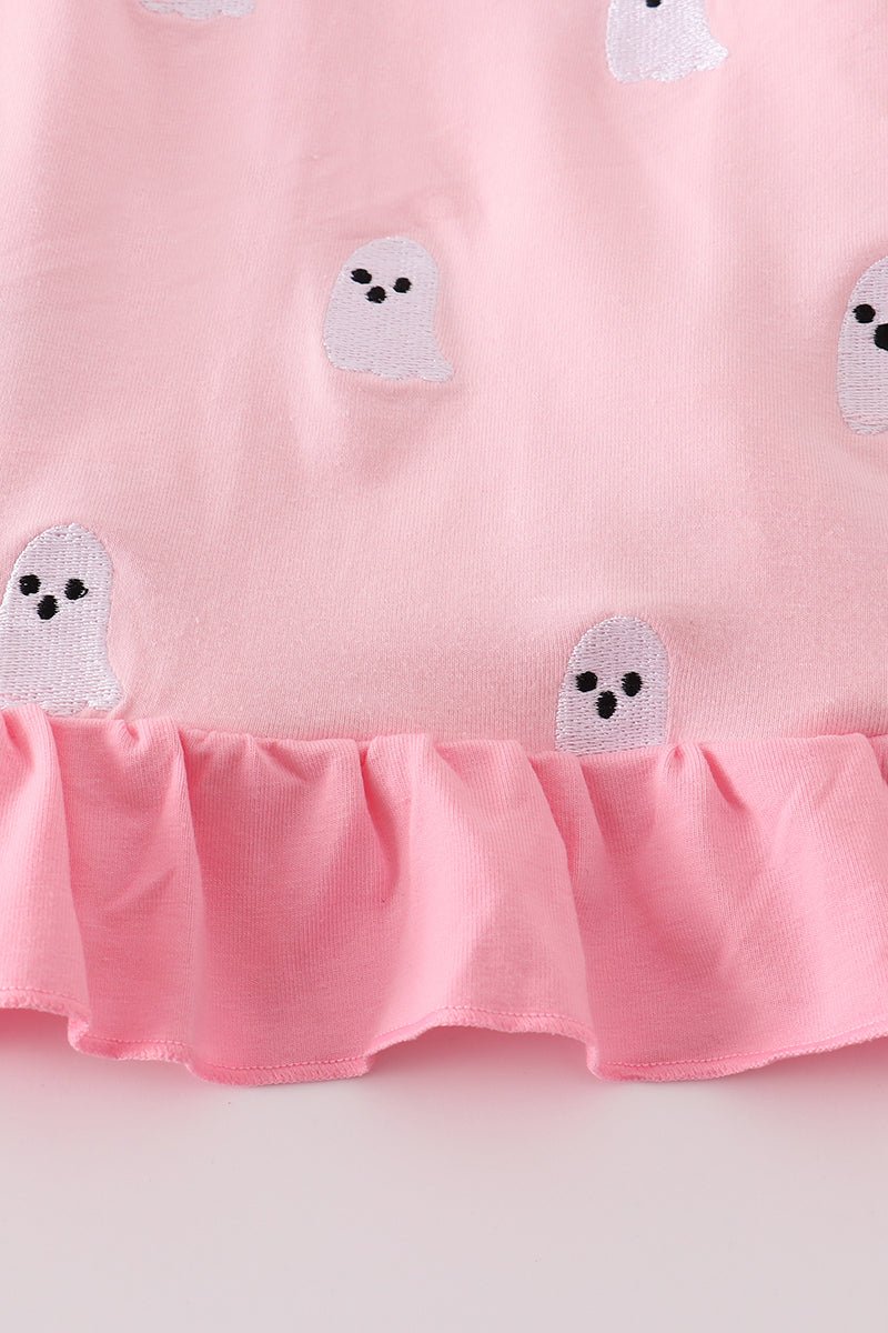 Pink Ghost Ruffle Nightgown for Girls – Halloween Sleepwear - Blue Marc