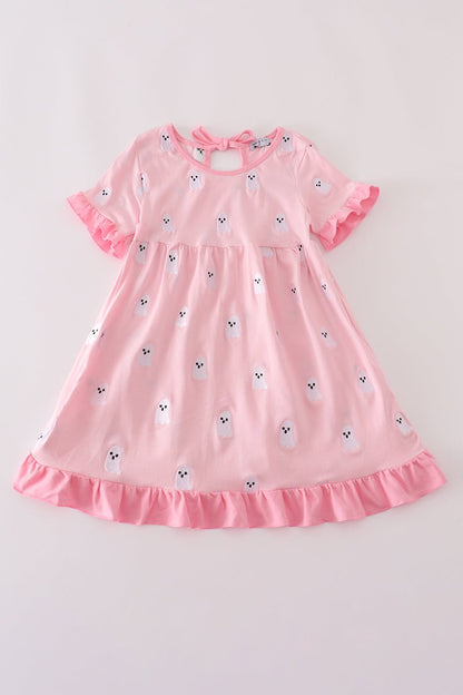 Pink Ghost Ruffle Nightgown for Girls – Halloween Sleepwear - Blue Marc