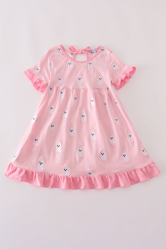 Pink Ghost Ruffle Nightgown for Girls – Halloween Sleepwear - Blue Marc