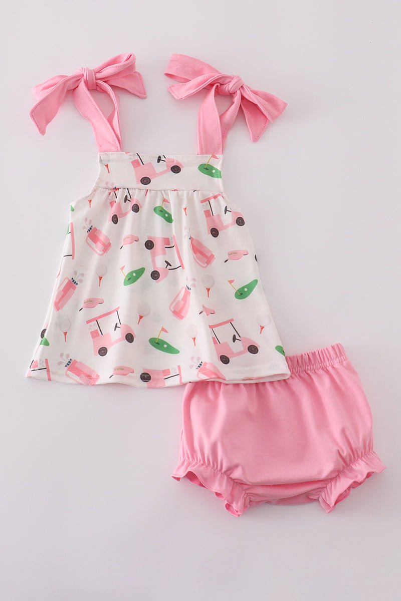 Pink Golf Cart Adventure Set – Baby Girl 2 - Piece Outfit - Blue Marc