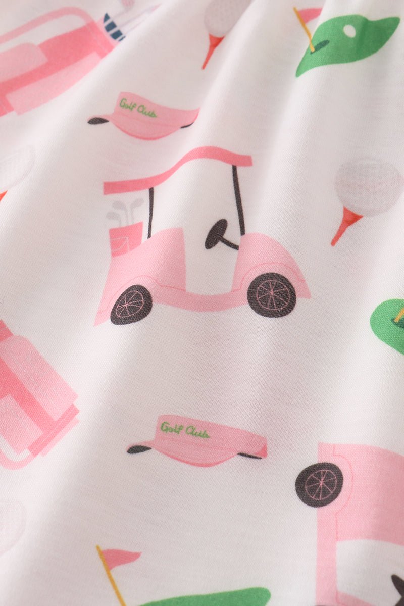 Pink Golf Cart Adventure Set – Baby Girl 2 - Piece Outfit - Blue Marc