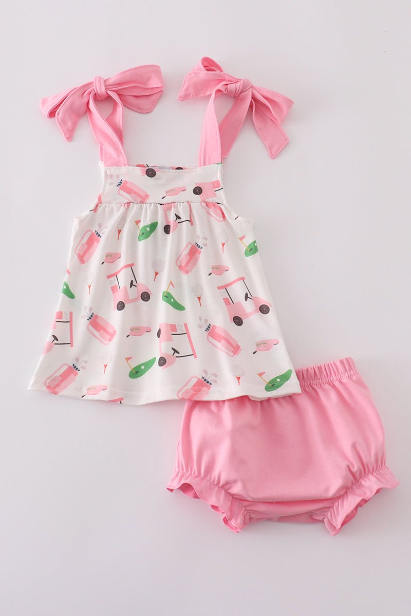 Pink Golf Cart Adventure Set – Baby Girl 2 - Piece Outfit - Blue Marc