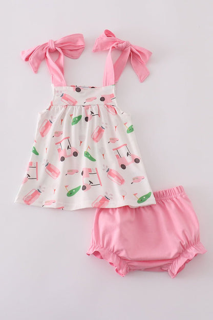 Pink Golf Cart Adventure Set – Baby Girl 2 - Piece Outfit - Blue Marc