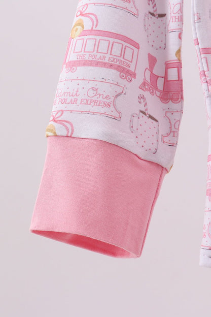 Pink Holiday Train Girls Pajama Set - Blue Marc