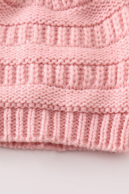 Pink Knit Beanie with Double Pom - Poms – Cozy and Adorable Winter Hat - Blue Marc