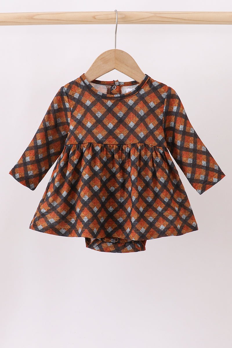 🧡 Plaid Perfection: Baby Girl Fall Dress Set - Blue Marc