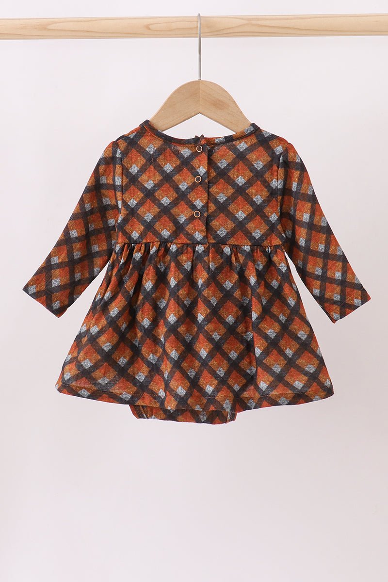 🧡 Plaid Perfection: Baby Girl Fall Dress Set - Blue Marc