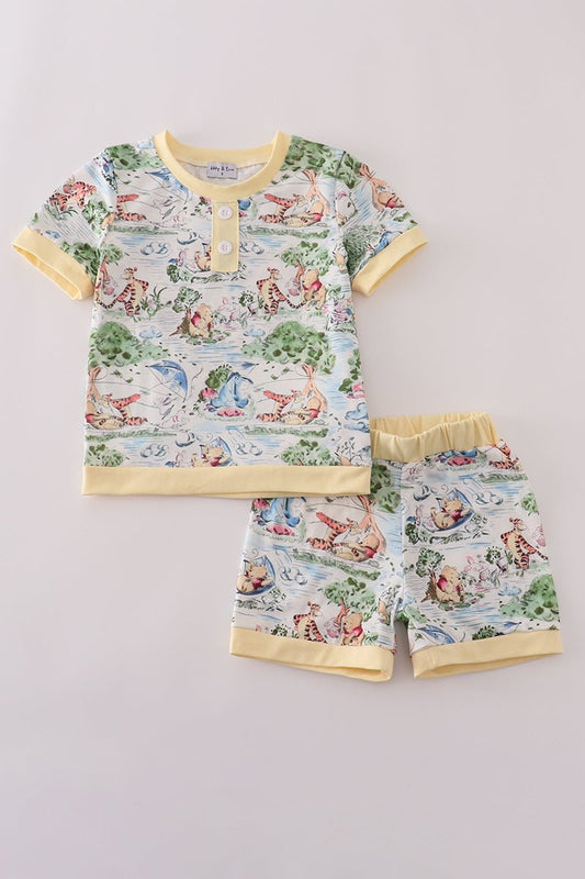 “Pooh’s Bedtime Adventure” Boys PJ Set – Disney Short Sleeve Sleepwear - Blue Marc
