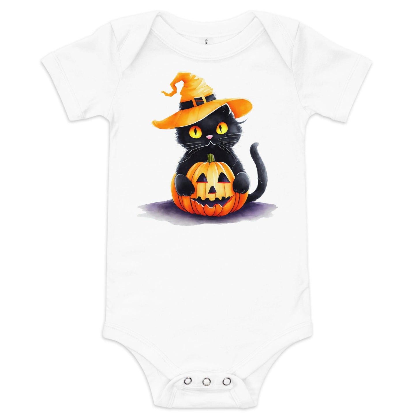 Pumpkin & Black Cat Graphic Bodysuit - Blue Marc