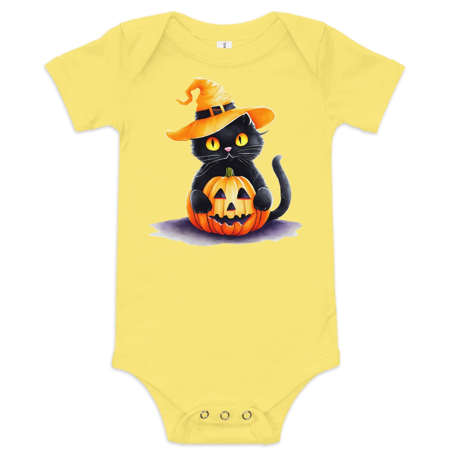 Pumpkin & Black Cat Graphic Bodysuit - Blue Marc