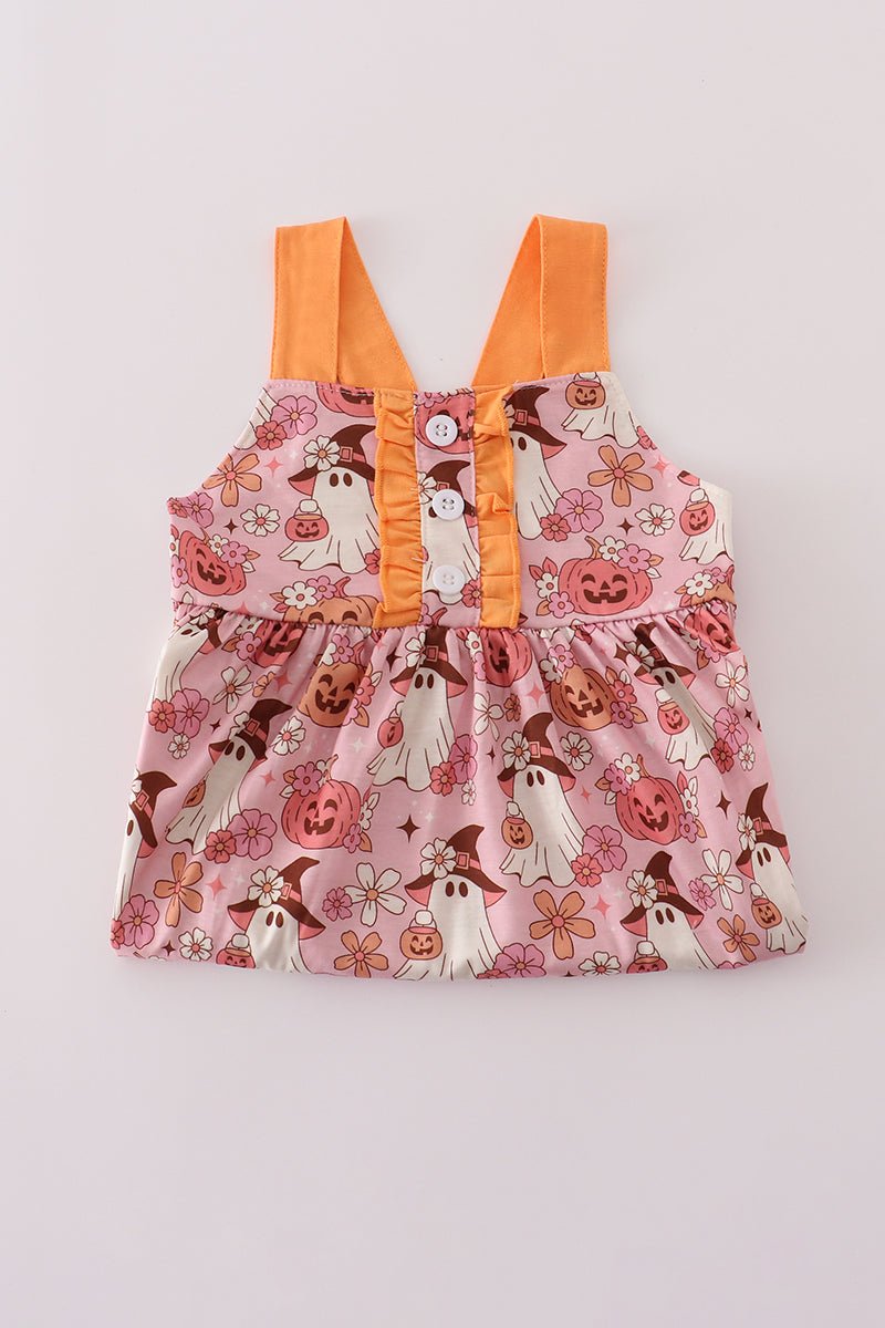 Pumpkin Ghost Girls Halloween Dress – Spooky Cute Fall Outfit - Blue Marc