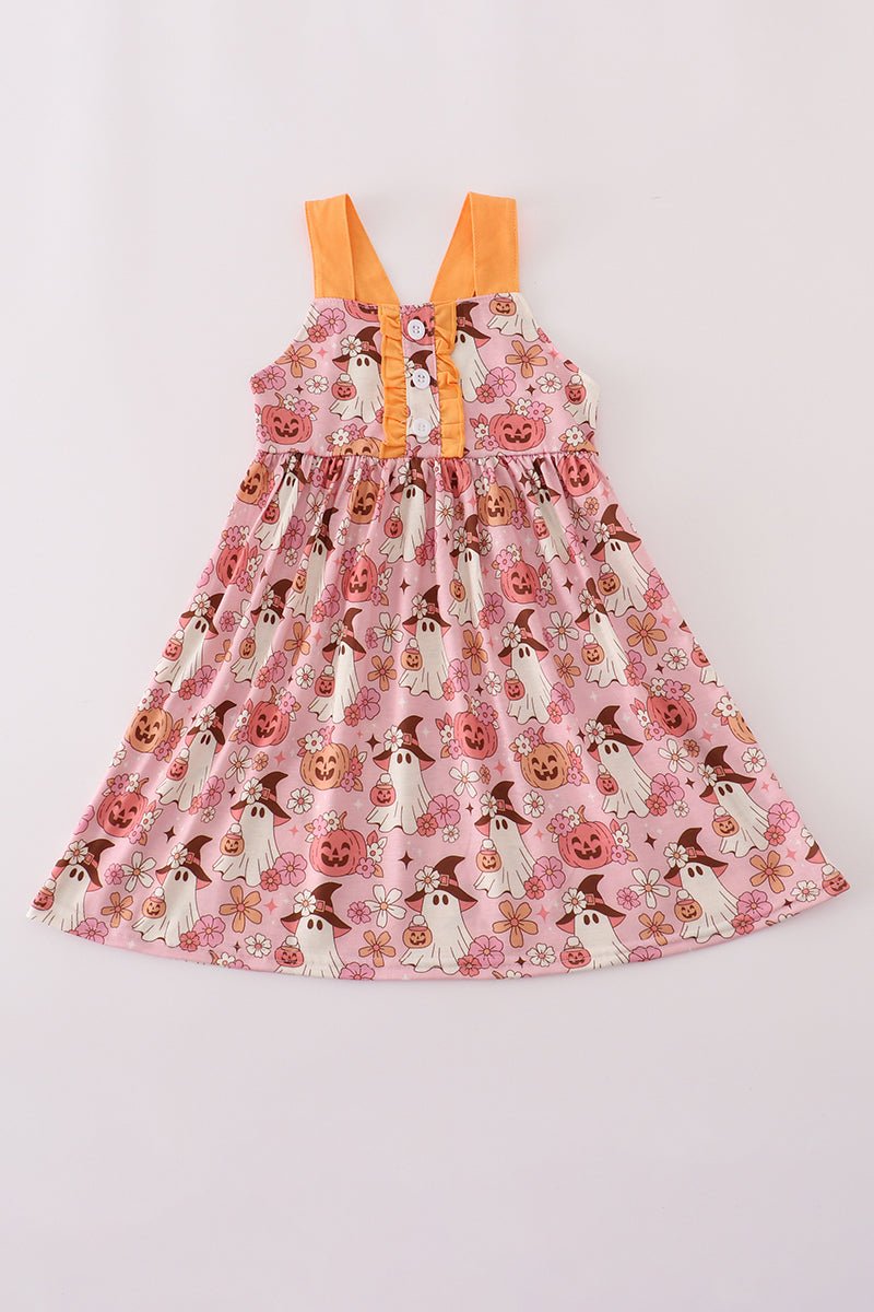 Pumpkin Ghost Girls Halloween Dress – Spooky Cute Fall Outfit - Blue Marc