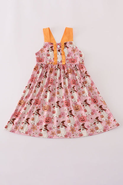 Pumpkin Ghost Girls Halloween Dress – Spooky Cute Fall Outfit - Blue Marc