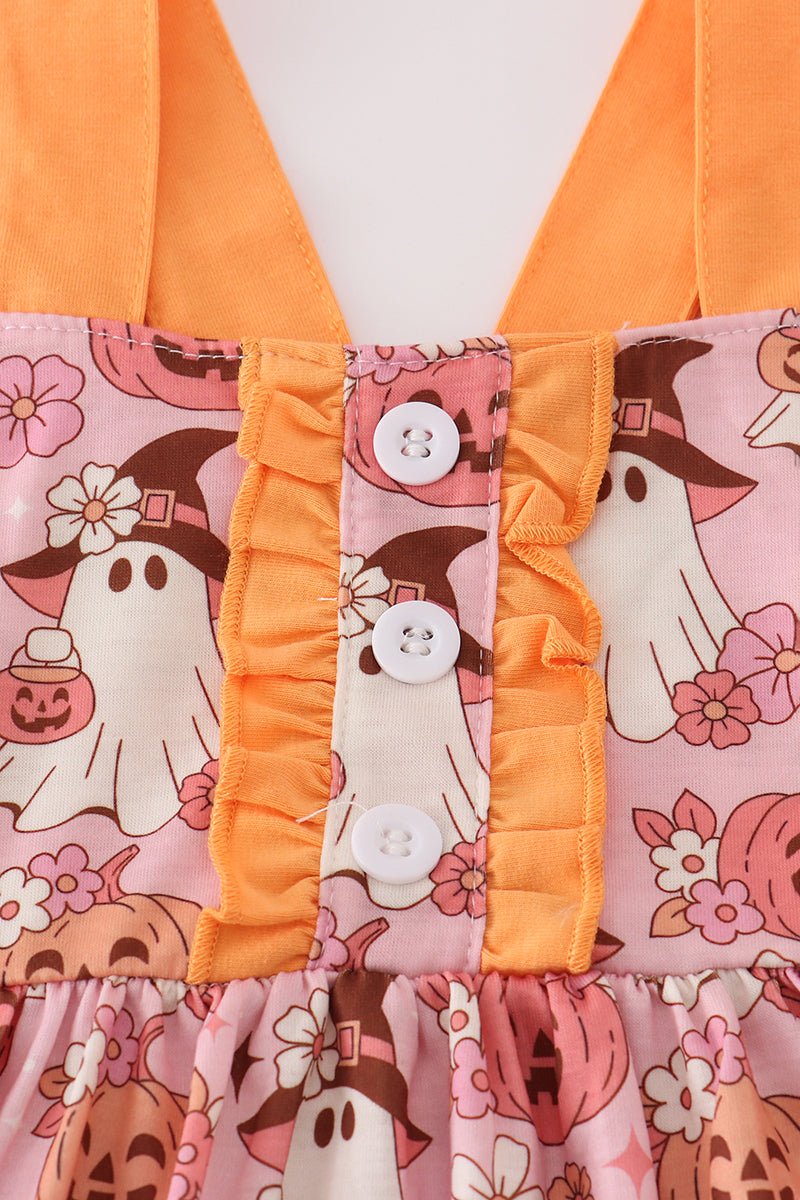 Pumpkin Ghost Girls Halloween Dress – Spooky Cute Fall Outfit - Blue Marc