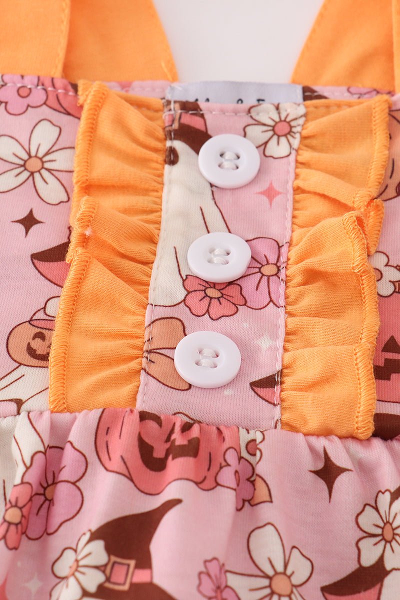 Pumpkin Patch Ghost Ruffle Romper – Baby Girl Halloween Outfit - Blue Marc