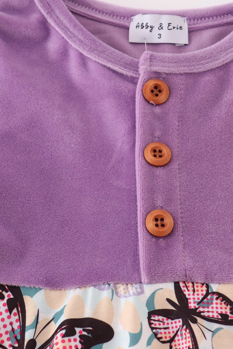 Purple Butterfly Long Sleeve Girls Dress | Blue Marc - Blue Marc