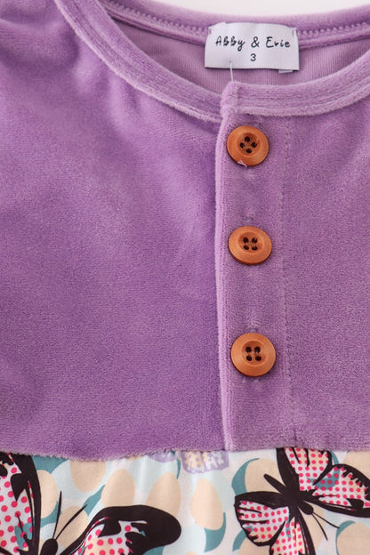 Purple Butterfly Long Sleeve Girls Dress | Blue Marc - Blue Marc