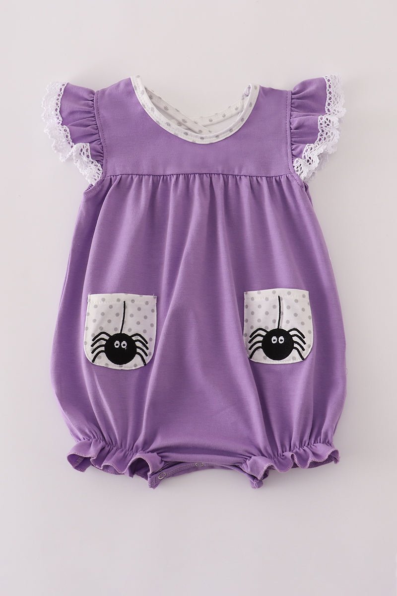 Purple Halloween Baby Romper – Spider Pocket Cutie - Blue Marc