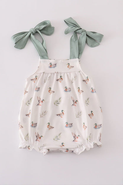 🐥 Quack & Cuddle Tie - Strap Baby Romper – Duck Print Delight for Little Ones - Blue Marc