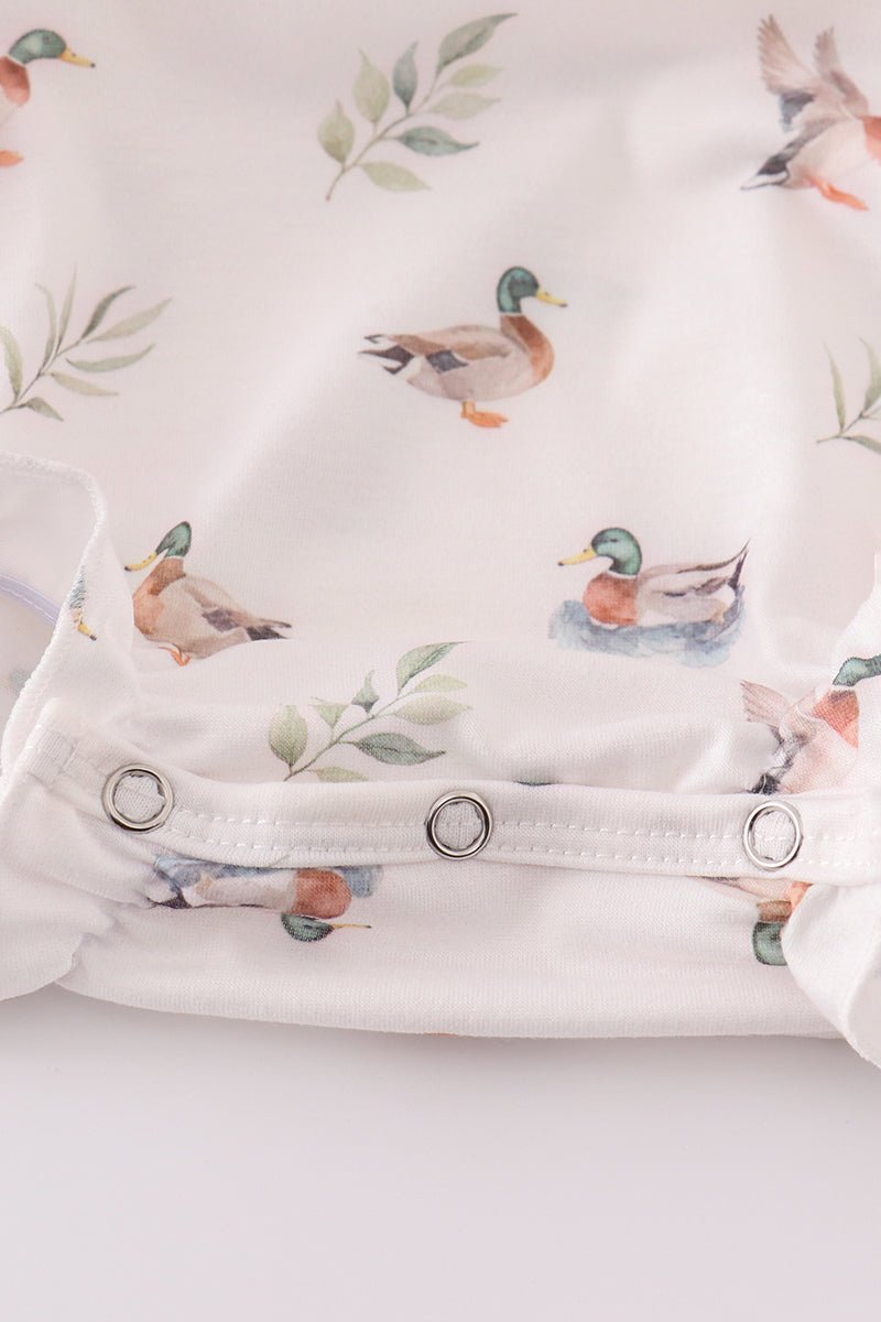 🐥 Quack & Cuddle Tie - Strap Baby Romper – Duck Print Delight for Little Ones - Blue Marc