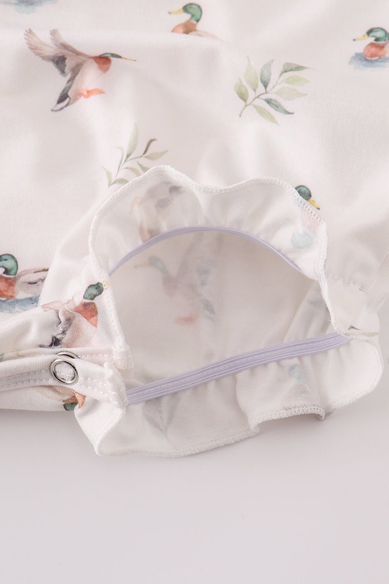 🐥 Quack & Cuddle Tie - Strap Baby Romper – Duck Print Delight for Little Ones - Blue Marc