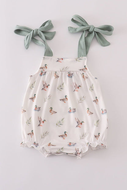 🐥 Quack & Cuddle Tie - Strap Baby Romper – Duck Print Delight for Little Ones - Blue Marc