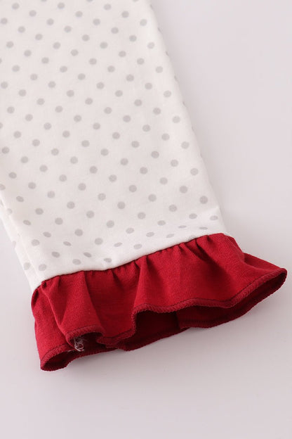 Red & White Holiday Elephant Ruffle Outfit – Girls Christmas Set - Blue Marc