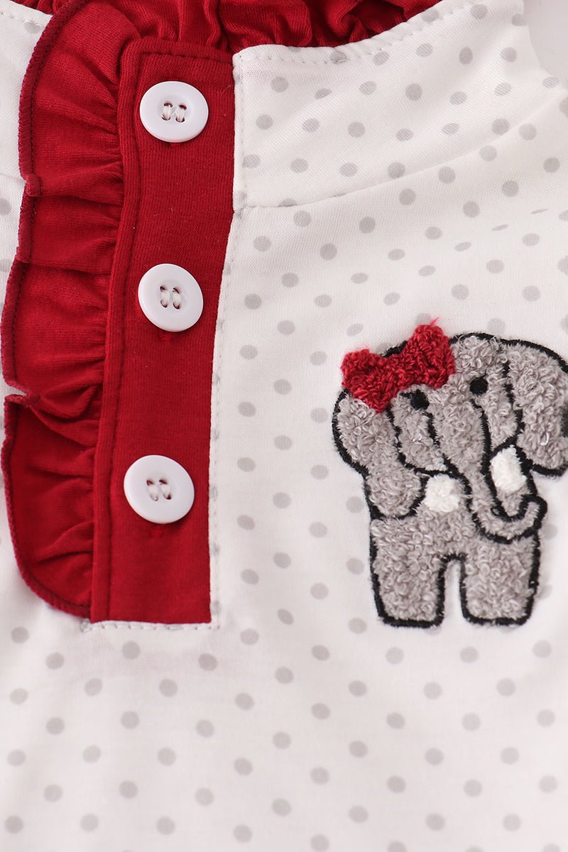 Red & White Holiday Elephant Ruffle Outfit – Girls Christmas Set - Blue Marc