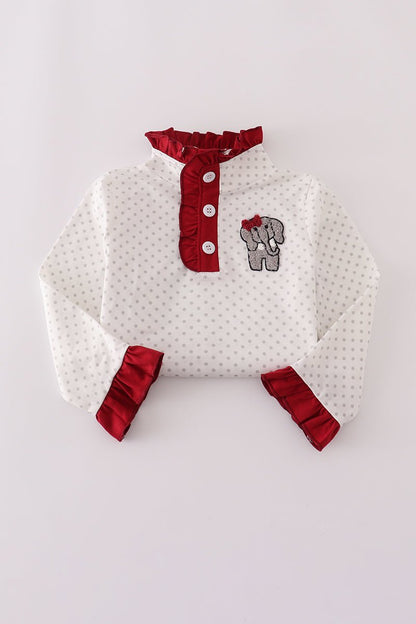 Red & White Holiday Elephant Ruffle Outfit – Girls Christmas Set - Blue Marc