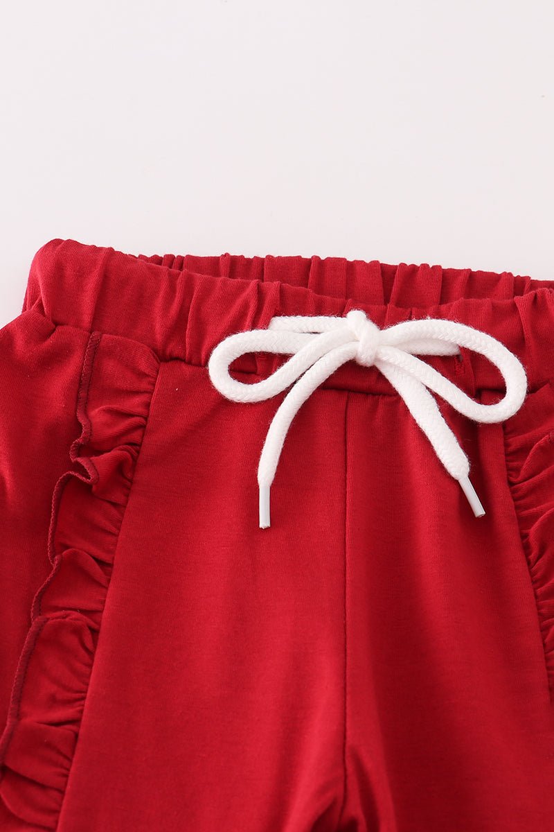 Red & White Holiday Elephant Ruffle Outfit – Girls Christmas Set - Blue Marc