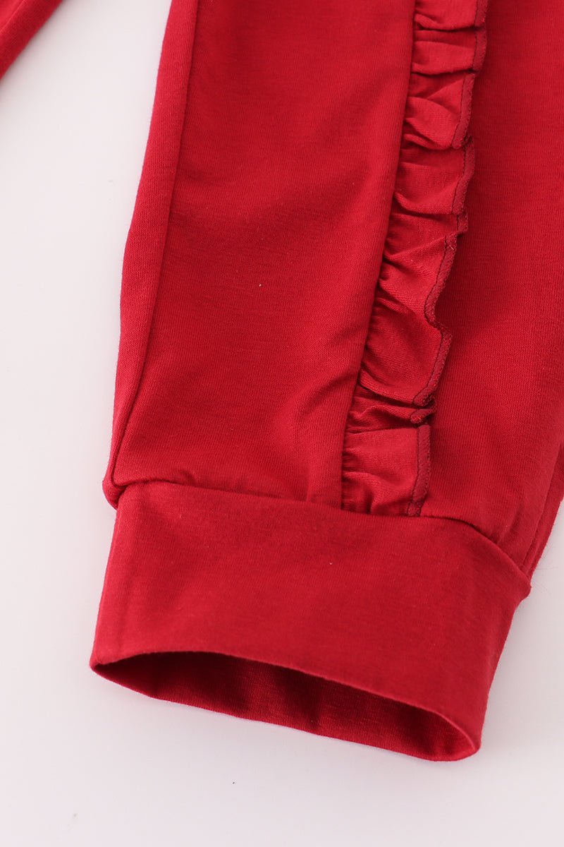 Red & White Holiday Elephant Ruffle Outfit – Girls Christmas Set - Blue Marc