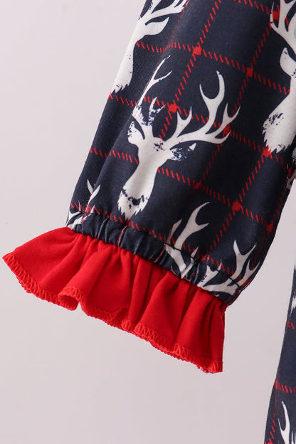 🎄 Reindeer Ruffle Magic – Holiday Dress That Twirls Into Hearts - Blue Marc