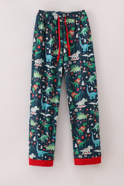Roar in Comfort: Dad’s Dino - Print Lounge Pants for Cozy Family Nights - Blue Marc