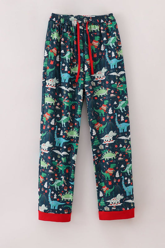 Roar in Comfort: Dad’s Dino - Print Lounge Pants for Cozy Family Nights - Blue Marc