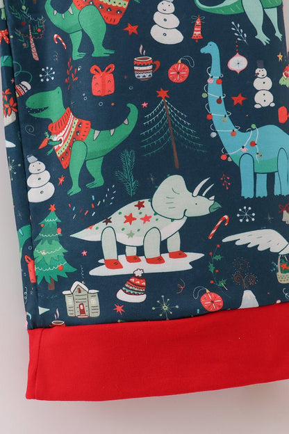 Roar in Comfort: Dad’s Dino - Print Lounge Pants for Cozy Family Nights - Blue Marc