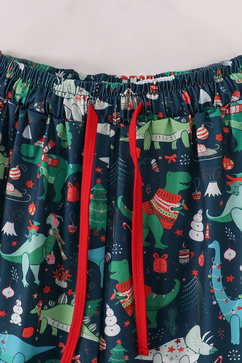 Roar in Comfort: Dad’s Dino - Print Lounge Pants for Cozy Family Nights - Blue Marc