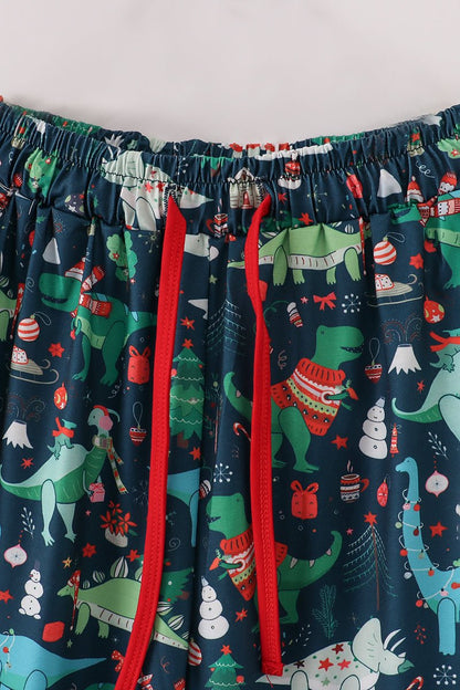 Roar in Comfort: Dad’s Dino - Print Lounge Pants for Cozy Family Nights - Blue Marc