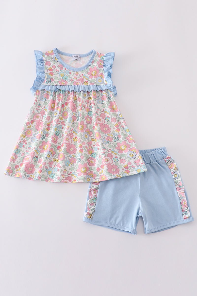 Ruffle Tunic & Shorts Set – Playful & Chic 🌸💫 - Blue Marc
