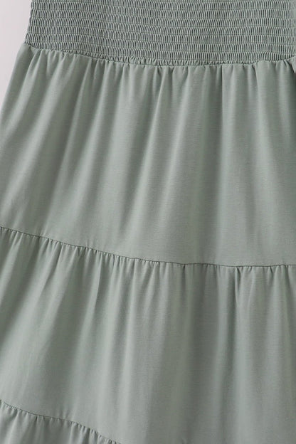 Sage Green Mommy Dress with Smocked Bodice & Tiered Skirt - Blue Marc