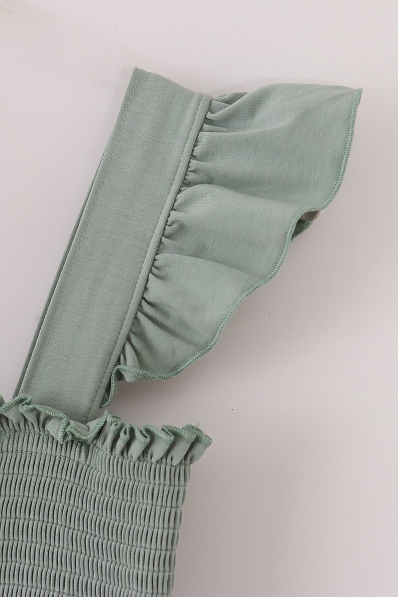 Sage Green Mommy Dress with Smocked Bodice & Tiered Skirt - Blue Marc