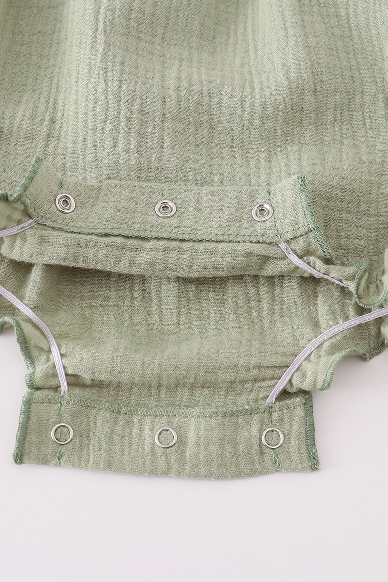 Sage Green Ruffle Romper for Baby Girls – Summer Cotton One - Piece - Blue Marc