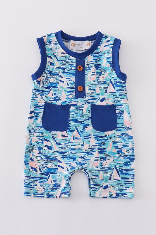 Sail Away Baby Boy Romper – Nautical Adventure Awaits! ⛵💙 - Blue Marc