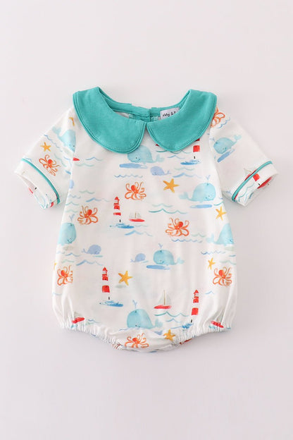 Sail Away Unisex Baby Romper – Nautical Charm for Little Explorers - Blue Marc