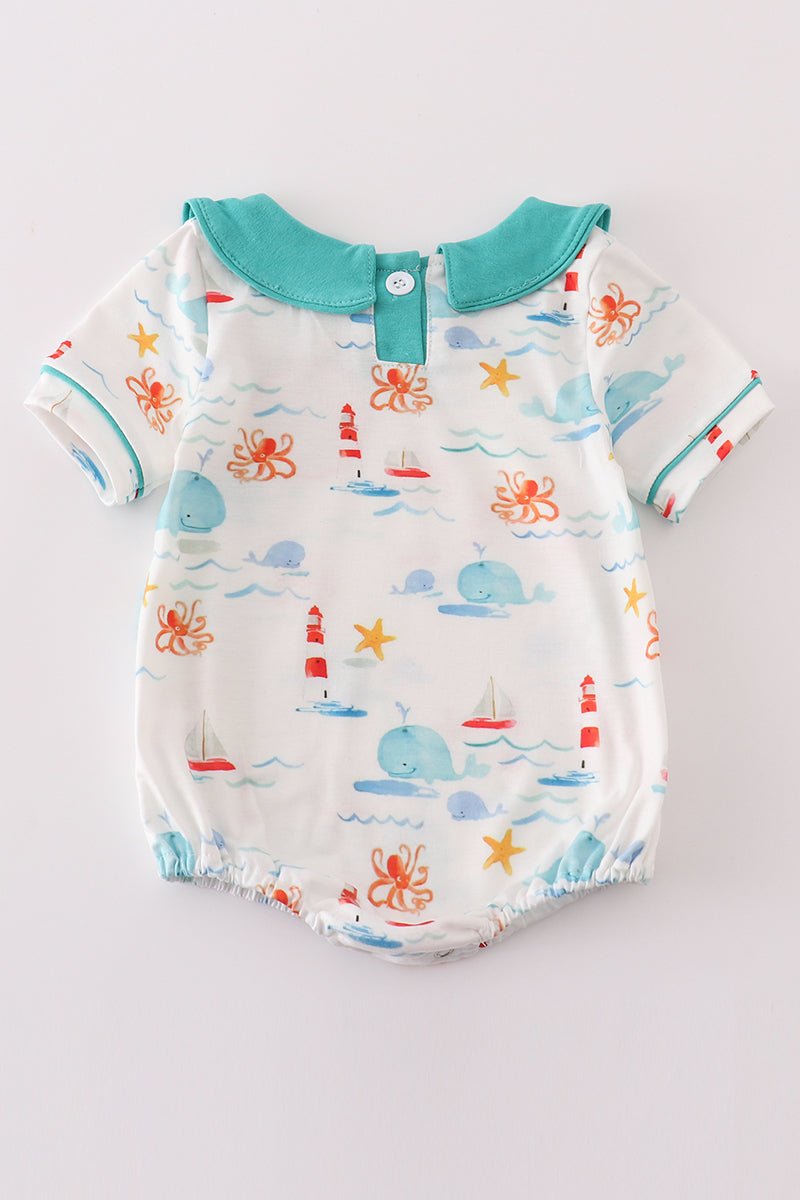 Sail Away Unisex Baby Romper – Nautical Charm for Little Explorers - Blue Marc