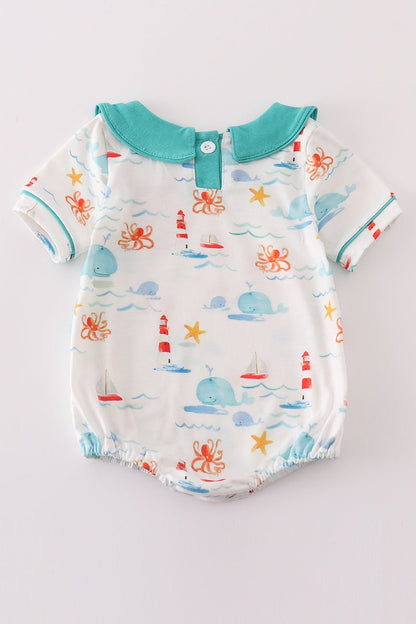 Sail Away Unisex Baby Romper – Nautical Charm for Little Explorers - Blue Marc