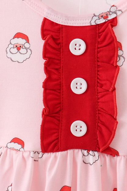 Santa Baby Girl Christmas Dress – Pink & Red Holiday Outfit - Blue Marc