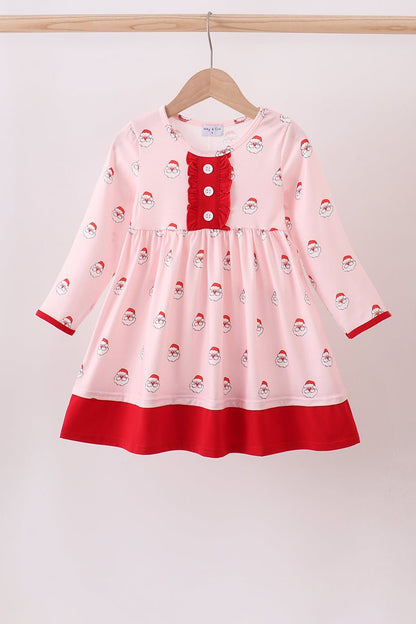 Santa Baby Girl Christmas Dress – Pink & Red Holiday Outfit - Blue Marc