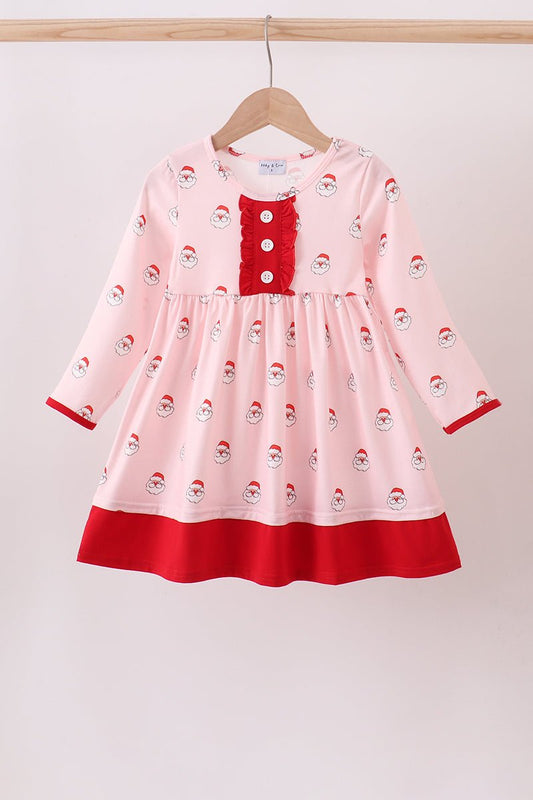 Santa Baby Girl Christmas Dress – Pink & Red Holiday Outfit - Blue Marc