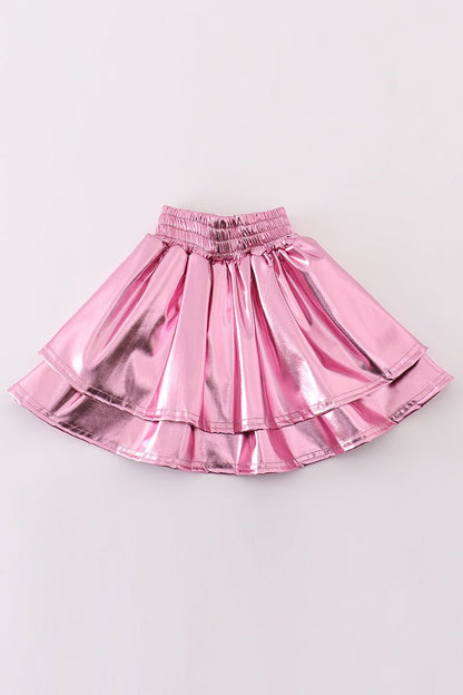 Shiny Star Metallic Pink Skirt for Girls ✨🎀 - Blue Marc